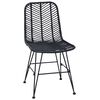 vidaXL Krzesło jadalniane 2 pcs Czarny 44 x 47 x 85 cm Rattan i żelazo