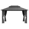 vidaXL Altana z zasłonkami i dwupoziomowym dachem, 3x4 m, antracytowa