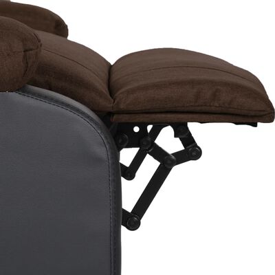 vidaXL Rozkładany fotel masujący, ciemnobrązowy, ekoskóra i tkanina