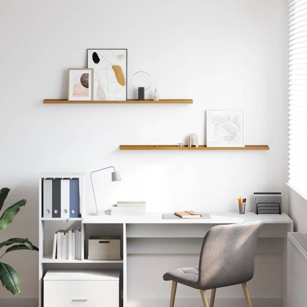 vidaXL P&oacute;łka ścienna z p&oacute;łką 2 pcs Beżowy 115 x 9 x 3 cm