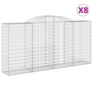 vidaXL Kosze gabionowe, 8 szt, 300x50x140/160 cm, galwanizowane żelazo