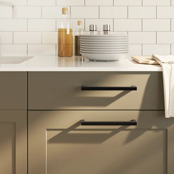 vidaXL Uchwyty do szafek, 10 szt., czarne, 192 mm, stal nierdzewna