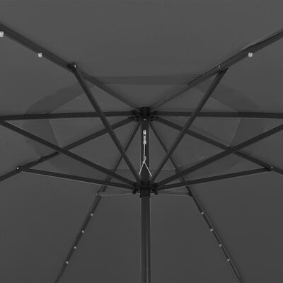 vidaXL Parasol ogrodowy z LED i metalowym słupkiem, 400 cm, antracyt