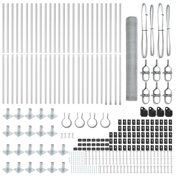 vidaXL Słupek ogrodzeniowy. Srebrny 50 x 1,2 m (siatka 13 mm) Stal