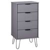 vidaXL Komoda, szara, 45x39,5x90,3 cm, lite drewno sosnowe