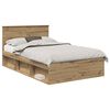 vidaXL Ramka ł&oacute;żka Dąb rzemieślniczy 135 x 190 cm Drewno inżynieryjne