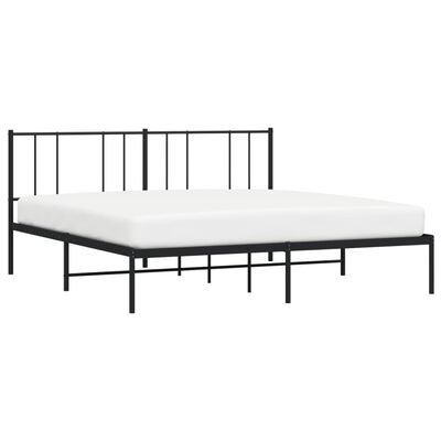 vidaXL Metalowa rama łóżka z wezgłowiem, czarna, 200x200 cm