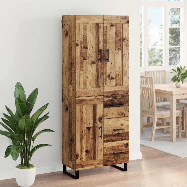 vidaXL Highboard z szufladą Stare drewno 69,5 x 34 x 180 cm