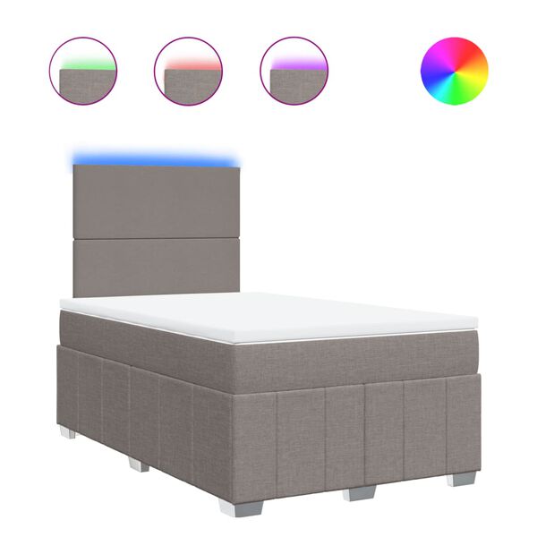 vidaXL Ł&oacute;żko kontynentalne z materacem, taupe, 120x190 cm, tkanina