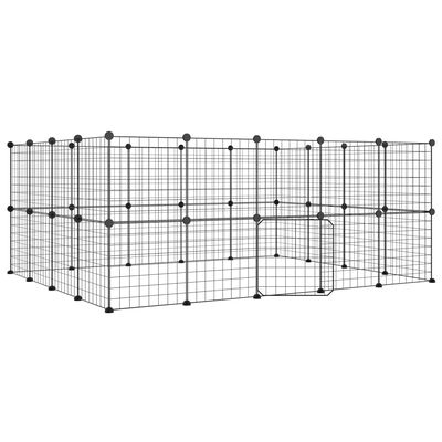 vidaXL Klatka dla zwierząt z bramką, 36 paneli, czarna, 35x35 cm, stal