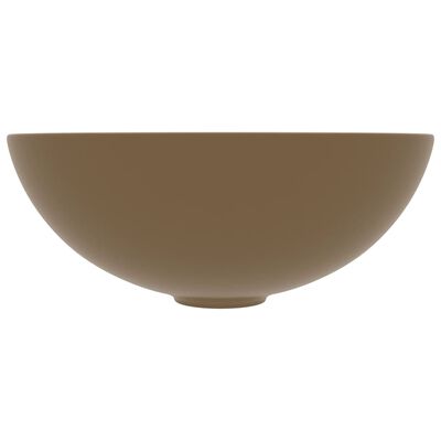 vidaXL Umywalka łazienkowa, ceramiczna, matowa kremowa, okrągła
