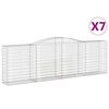 vidaXL Kosze gabionowe, 7 szt, 400x50x120/140 cm, galwanizowane żelazo