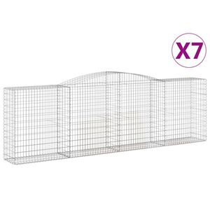 vidaXL Kosze gabionowe, 7 szt, 400x50x120/140 cm, galwanizowane żelazo
