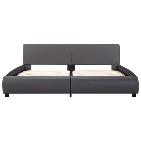 vidaXL Rama łóżka z LED, szara, sztuczna skóra, 160 x 200 cm