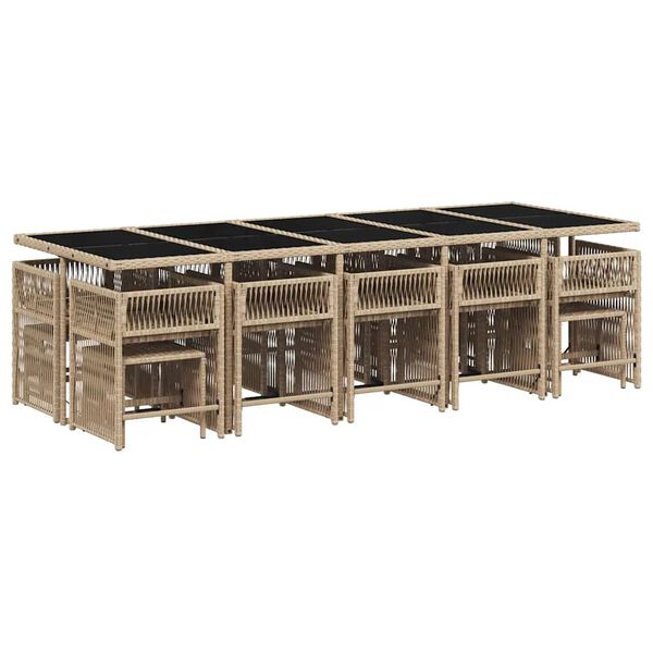 vidaXL 15-cz. zestaw mebli ogrodowych z poduszkami, mieszany beż