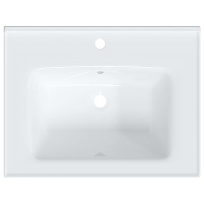 vidaXL Umywalka, biała, 61x48x19,5 cm, prostokątna, ceramiczna