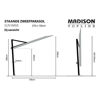 Madison Parasol Sun Wave, 270 x 150 cm, ecru, PAC3P016