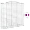 vidaXL Kosze gabionowe, 3 szt, 200x50x200/220 cm, galwanizowane żelazo