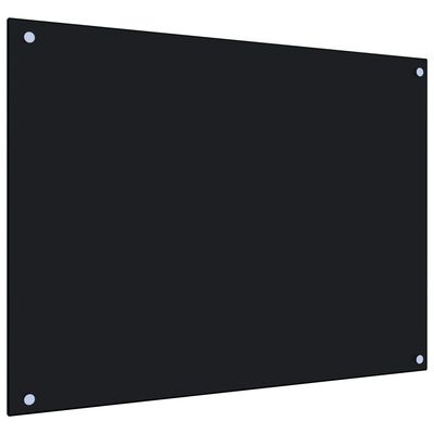vidaXL Panel ochronny do kuchni, czarny, 80x60 cm, szkło hartowane