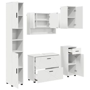 vidaXL Zestaw mebli łazienkowych z szufladą z p&oacute;łką 5 pcs Biały
