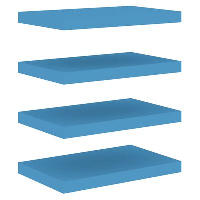 vidaXL Półki ścienne, 4 szt., niebieskie, 50x23x3,8 cm, MDF