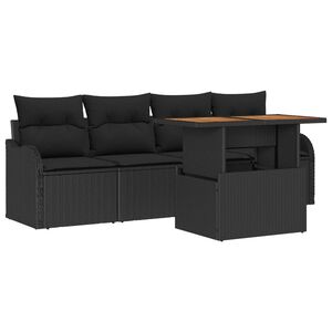vidaXL Zestaw Sof na Ogr&oacute;d z przechowywaniem 5 pcs Czarny polirattan