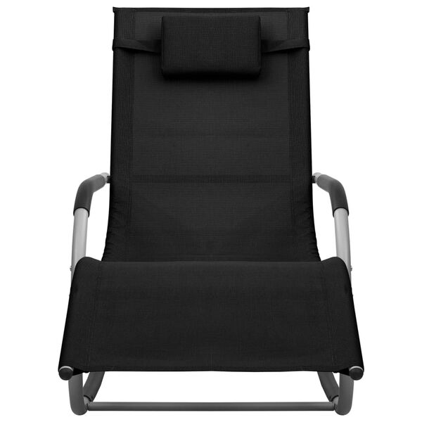 vidaXL Leżak, tworzywo textilene, czarno-szary