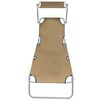 vidaXL Składany leżak z zadaszeniem, taupe, aluminium