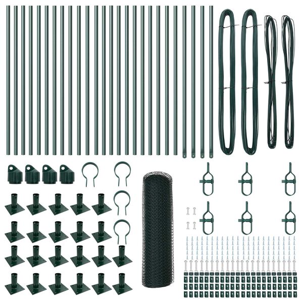 vidaXL Ogrodzenie z słupkami Zielony 0.4 x 50 m Stal pokryta PCV