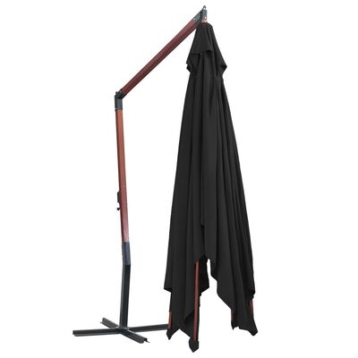 vidaXL Wiszący parasol na drewnianym słupku, 400x300 cm, czarny
