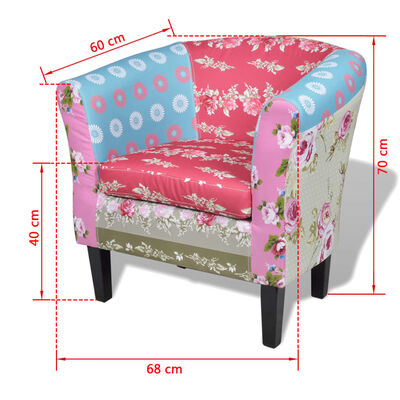 vidaXL Fotel z podnóżkiem, patchworkowy, tkanina