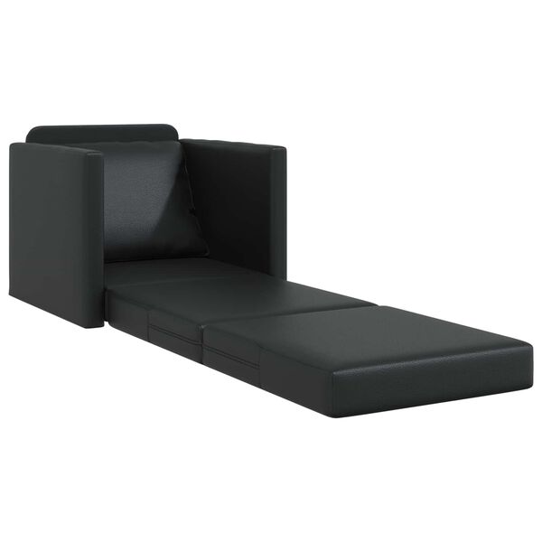vidaXL Sofa Rozkładana z funkcją ł&oacute;żka Czarny 74 x 77 x 81 cm PVC