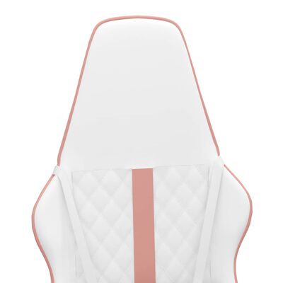 vidaXL Masujący fotel gamingowy, różowo-biały, sztuczna skóra