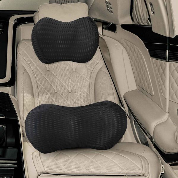 vidaXL Poduszka na szyję, Poduszka pod plecy Czarny Pianka z pamięcią