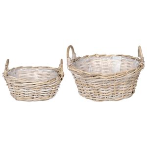 vidaXL Koszyk na rośliny GENDT 2 szt. Naturalna szarość Rattan Kubu