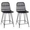 vidaXL Stołek barowy 2 pcs Czarny 44 x 54 x 96 cm Rattan i Stal