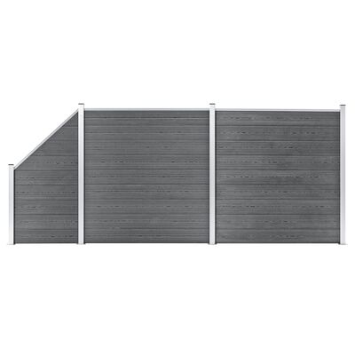 vidaXL Ogrodzenie WPC, 2 panele kwadratowe, 1 skośny, 446x186cm, szare