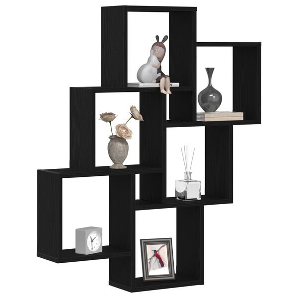 vidaXL P&oacute;łka ścienna z p&oacute;łką Czarny Dąb 78 x 15 x 92 cm