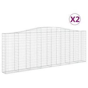 vidaXL Kosze gabionowe, 2 szt, 400x30x140/160 cm, galwanizowane żelazo