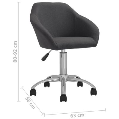 vidaXL Obrotowe krzesła stołowe, 2 szt., ciemnoszare, obite tkaniną