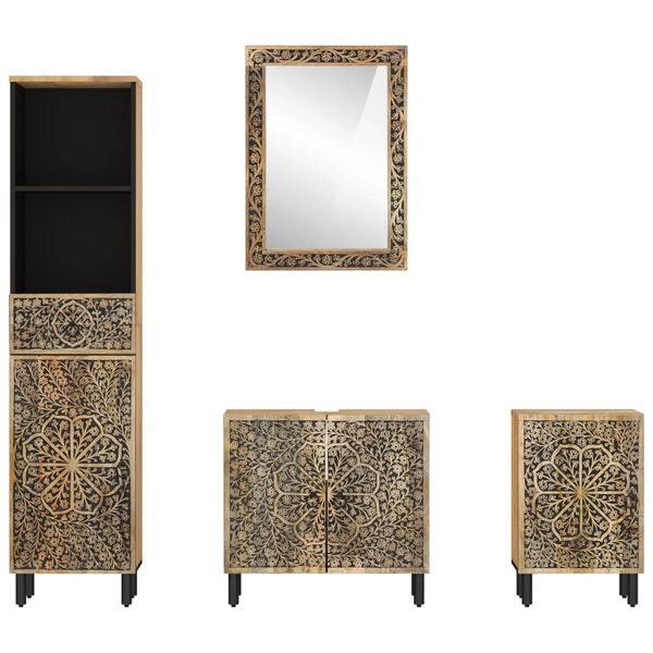 vidaXL 4-cz. zestaw mebli łazienkowych, lite drewno mango