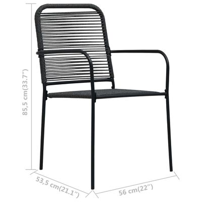 vidaXL Krzesła ogrodowe, 4 szt., sznurek bawełniany i stal, czarne