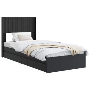 vidaXL Stelaż ł&oacute;żka z przechowywaniem i zagł&oacute;wkiem Czarny 75 x 190 cm