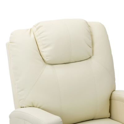 vidaXL Fotel masujący, ułatwiający wstawanie, kremowy, sztuczna skóra