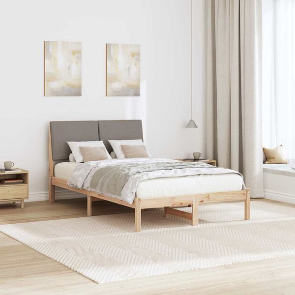 vidaXL Rama ł&oacute;żka Brązowy i taupe 135 x 190 cm Lite drewno sosnowe