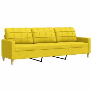 vidaXL Sofa 3-osobowa, jasnoż&oacute;łta, 210 cm, tapicerowana tkaniną
