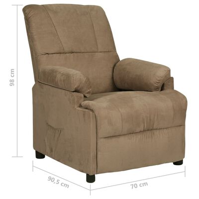 vidaXL Elektryczny fotel rozkładany, kolor taupe, sztuczny zamsz