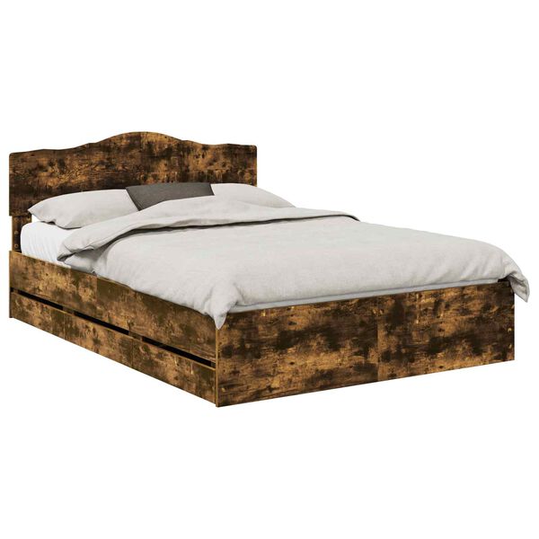 vidaXL Ramka ł&oacute;żka Dąb wędzony 140 x 200 cm Drewno inżynieryjne