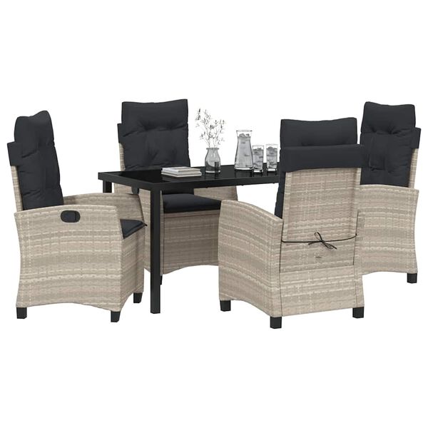 vidaXL Zestaw do jadalni w ogrodzie 5 pcs Jasnoszary polirattan