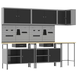 vidaXL Zestaw szafek roboczych z szufladą 10 pcs Czarny i szary